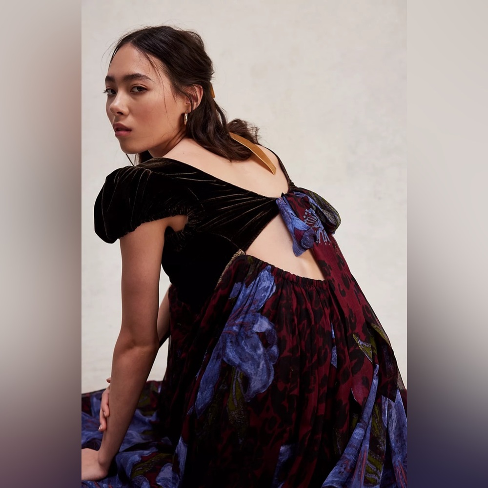 Free People Black and Blue Floral Maxi Dress - Picture 2 of 9